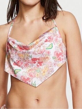 Victoria's Secret Pink Floral Satin Handkerchief Swim Top